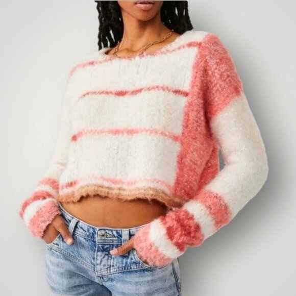Free People Champagne Dream Combo Emerson Pullover Sweater Size M 2470 - Picture 1 of 16